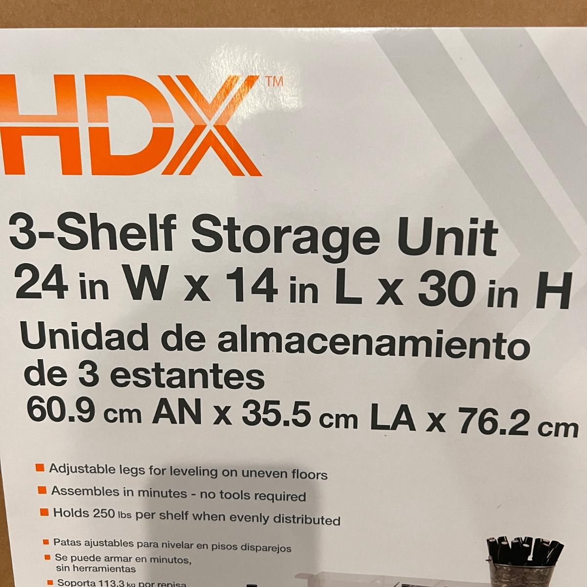 New In Box HDX 3Shelf Storage Unit B