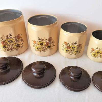 Lot #106  Set of 1970's Metal Kitchen Canisters