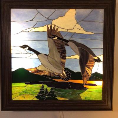 249 Mosaic Geese Wall Art Shadow Box