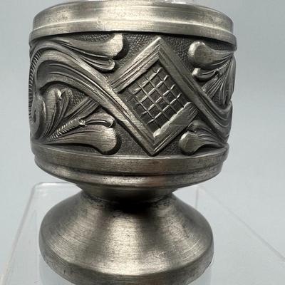 Miniature Small Vintage Fluted Pewter Metal Bud Vase Urn