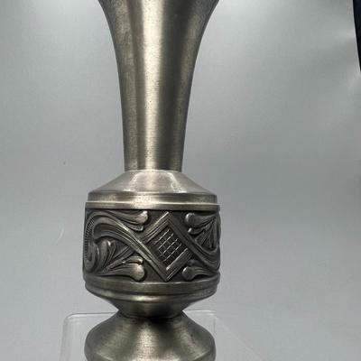 Miniature Small Vintage Fluted Pewter Metal Bud Vase Urn