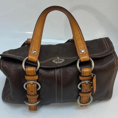 Dark Brown Coach Hobo Satchel Purse Handbag Silver Buckle Design