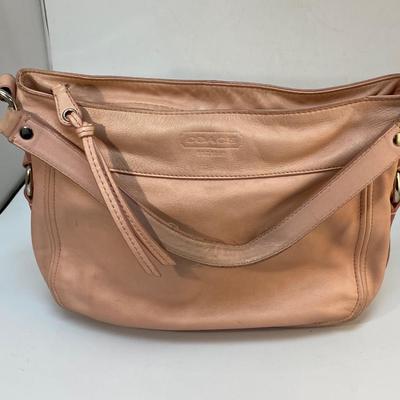 Pale Baby Pink Coach Leather Hobo Handbag Shoulder Bag Purse