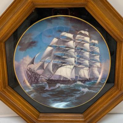 The Great Clipper Ships Plate Collection Cutty Sark Collector Plate in Octagon Frame
