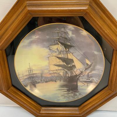 The Great Clipper Ships Plate Collection Flying Cloud Collector Plate in Octagon Frame
