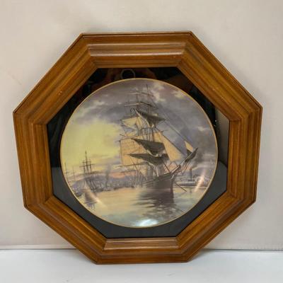 The Great Clipper Ships Plate Collection Flying Cloud Collector Plate in Octagon Frame