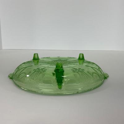 -132- URANIUM | Anchor Hocking Cameo Ballerina | Divided Three Footed Dish