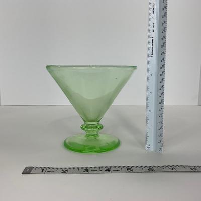 -133- URANIUM | Green Vaseline Sherbet Glass