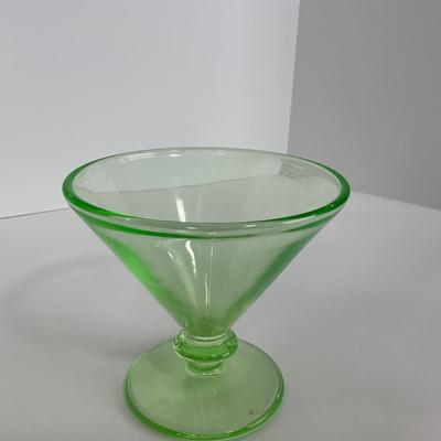 -133- URANIUM | Green Vaseline Sherbet Glass