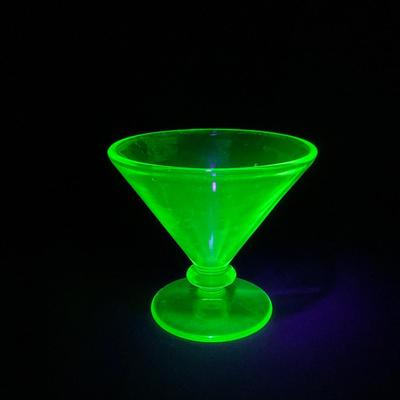 -133- URANIUM | Green Vaseline Sherbet Glass
