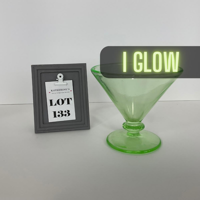 -133- URANIUM | Green Vaseline Sherbet Glass