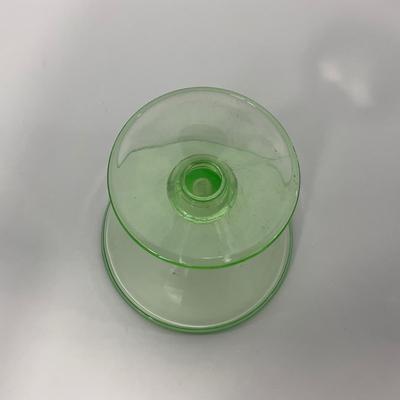 -133- URANIUM | Green Vaseline Sherbet Glass