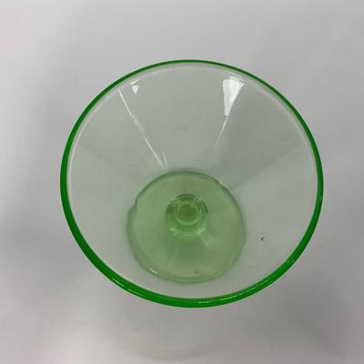 -133- URANIUM | Green Vaseline Sherbet Glass