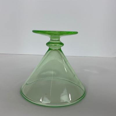 -133- URANIUM | Green Vaseline Sherbet Glass