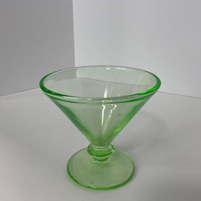 -133- URANIUM | Green Vaseline Sherbet Glass