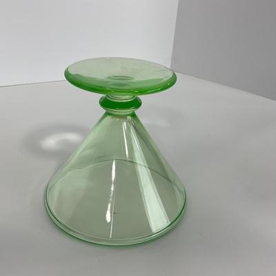 -133- URANIUM | Green Vaseline Sherbet Glass
