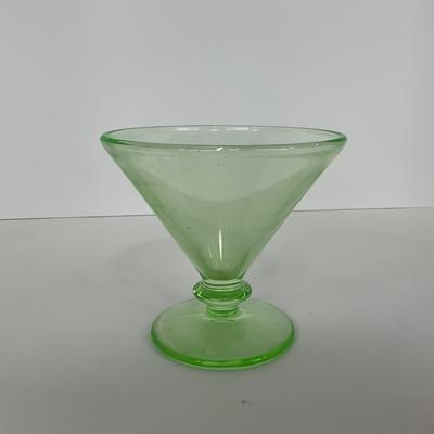 -133- URANIUM | Green Vaseline Sherbet Glass