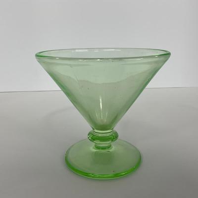 -133- URANIUM | Green Vaseline Sherbet Glass
