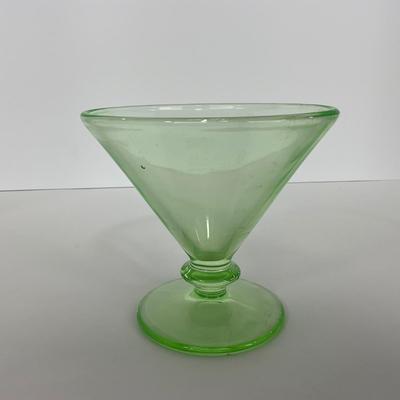 -133- URANIUM | Green Vaseline Sherbet Glass