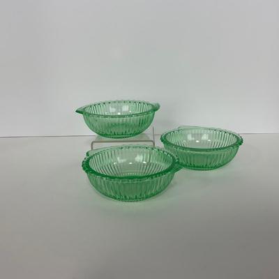 -135- URANIUM | Anchor Hocking Depression Glass | Berry Bowls