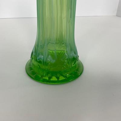 -137- GLASSWARE | Large Green Mid Century Stretch Vase