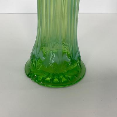 -137- GLASSWARE | Large Green Mid Century Stretch Vase