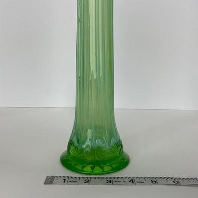 -137- GLASSWARE | Large Green Mid Century Stretch Vase
