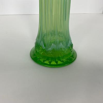 -137- GLASSWARE | Large Green Mid Century Stretch Vase
