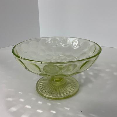 -138- URANIUM | Vaseline Dot Pedestal Centerpiece Bowl