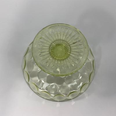 -138- URANIUM | Vaseline Dot Pedestal Centerpiece Bowl