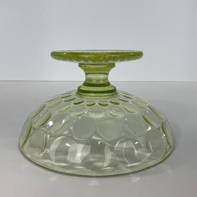 -138- URANIUM | Vaseline Dot Pedestal Centerpiece Bowl