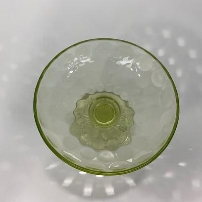-138- URANIUM | Vaseline Dot Pedestal Centerpiece Bowl