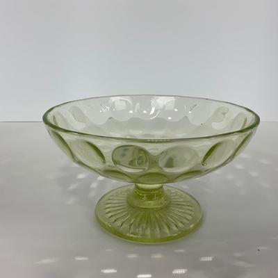 -138- URANIUM | Vaseline Dot Pedestal Centerpiece Bowl