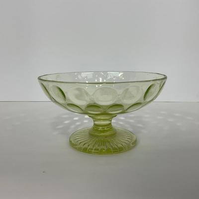 -138- URANIUM | Vaseline Dot Pedestal Centerpiece Bowl