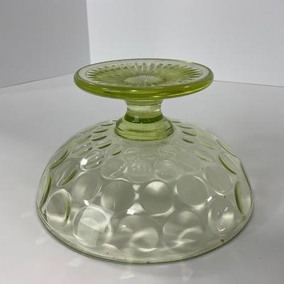 -138- URANIUM | Vaseline Dot Pedestal Centerpiece Bowl