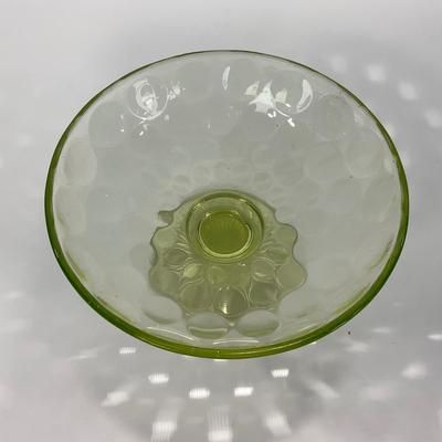 -138- URANIUM | Vaseline Dot Pedestal Centerpiece Bowl