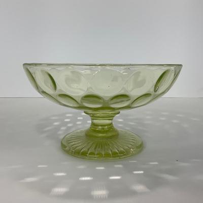 -138- URANIUM | Vaseline Dot Pedestal Centerpiece Bowl