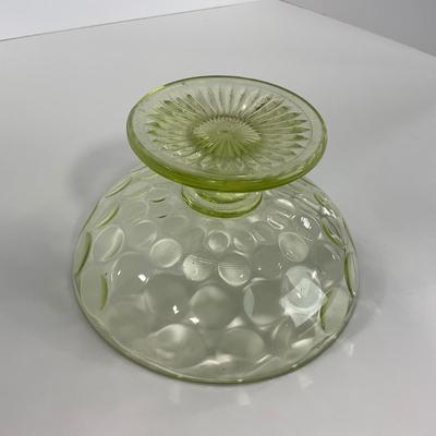 -138- URANIUM | Vaseline Dot Pedestal Centerpiece Bowl