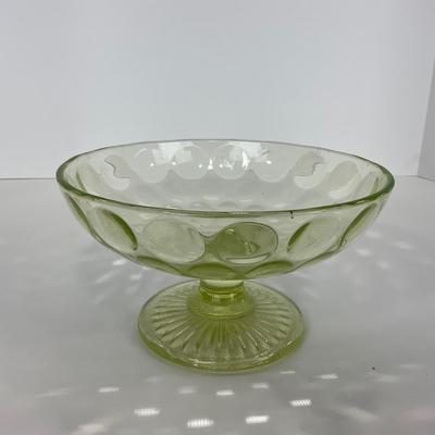 -138- URANIUM | Vaseline Dot Pedestal Centerpiece Bowl