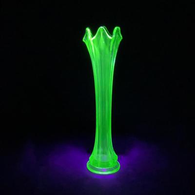 -142- URANIUM | Green Mid Century Stretch Vase
