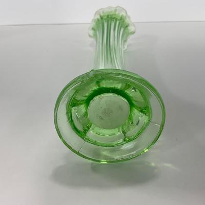 -142- URANIUM | Green Mid Century Stretch Vase