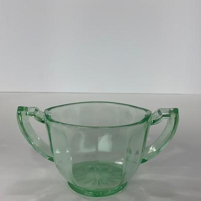 -143- URANIUM | Art Deco Green Sugar & Creamer Set