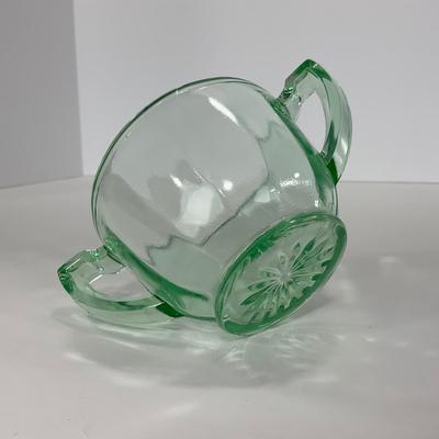 -143- URANIUM | Art Deco Green Sugar & Creamer Set