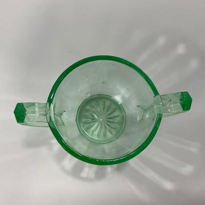 -143- URANIUM | Art Deco Green Sugar & Creamer Set