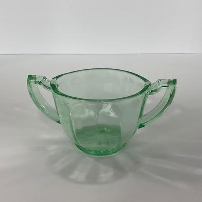 -143- URANIUM | Art Deco Green Sugar & Creamer Set