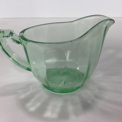 -143- URANIUM | Art Deco Green Sugar & Creamer Set