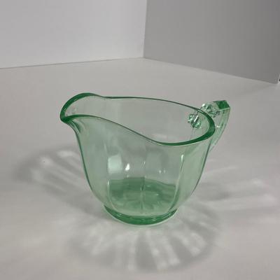 -143- URANIUM | Art Deco Green Sugar & Creamer Set