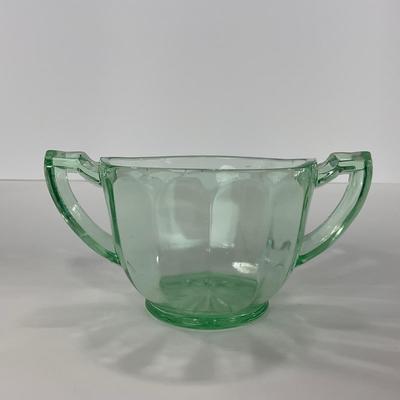 -143- URANIUM | Art Deco Green Sugar & Creamer Set