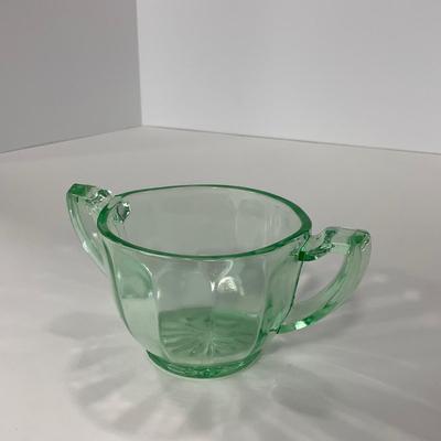 -143- URANIUM | Art Deco Green Sugar & Creamer Set