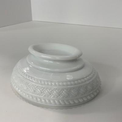 -145- GLASSWARE | Milk Glass Bird Covered Dish